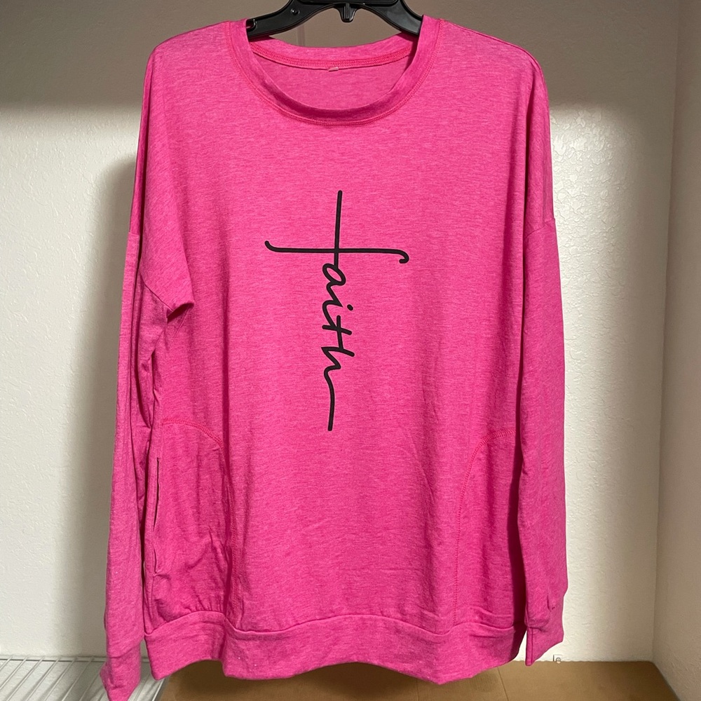 Large pink Faith long sleeve